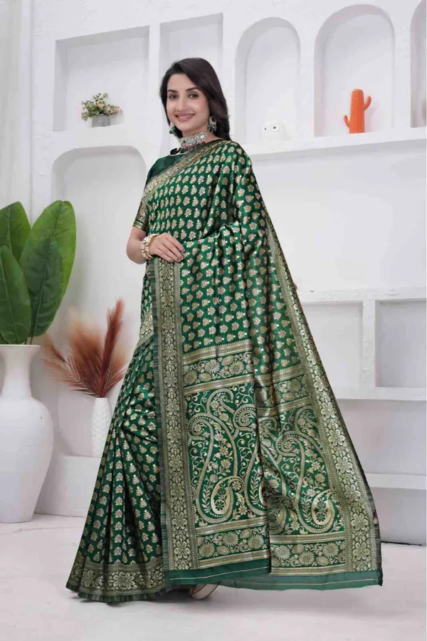 Green_Banarasi_Soft_Silk_Saree_for_Women_with_Rich_Zari_Jacquard_Weaving_(Art_Silk)_|_Traditional_Wedding_&_Festive_Wear_-_Blouse_Piece_Included