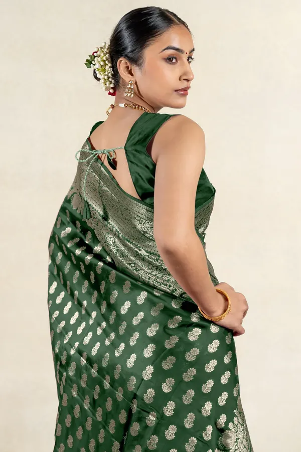 Green_Banarasi_Silk_Saree_with_Silver_Floral_Zari_Design