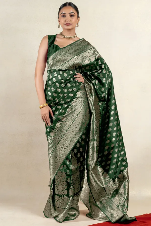 Green_Banarasi_Silk_Saree_with_Silver_Floral_Zari_Design