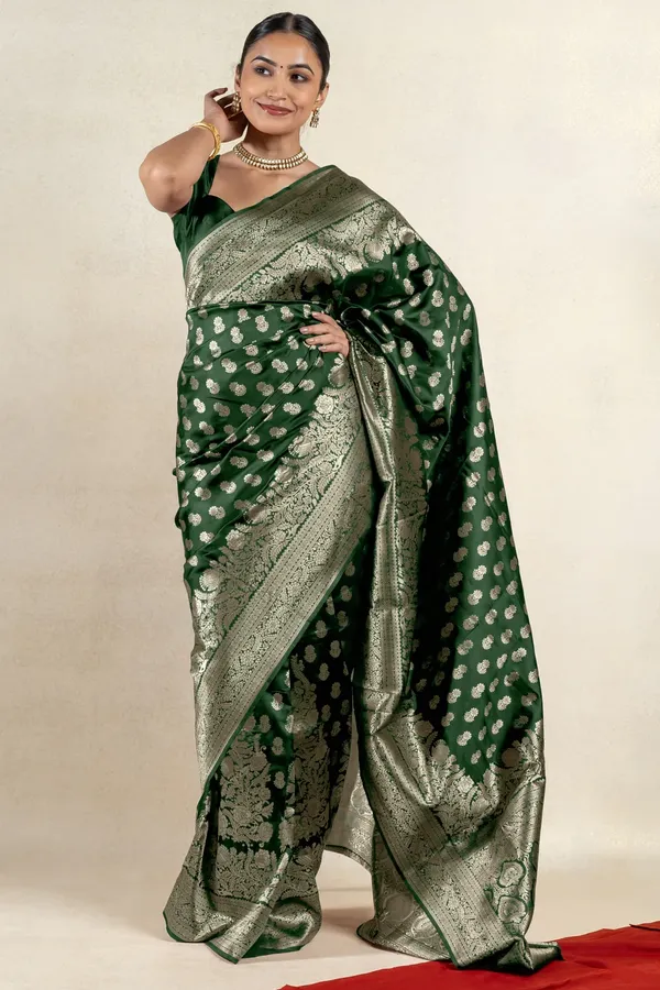 Green_Banarasi_Silk_Saree_with_Silver_Floral_Zari_Design