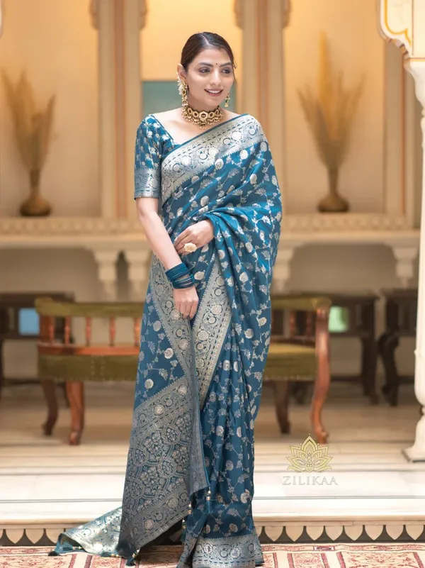 Morpich_Banarasi_Silk_Saree_with_Intricate_Floral_Zari_Weaving_and_Rich_Border