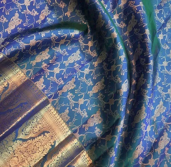 Blue_Kanjivaram_Silk_Saree_with_Kanaiya_Design_(Krishna)