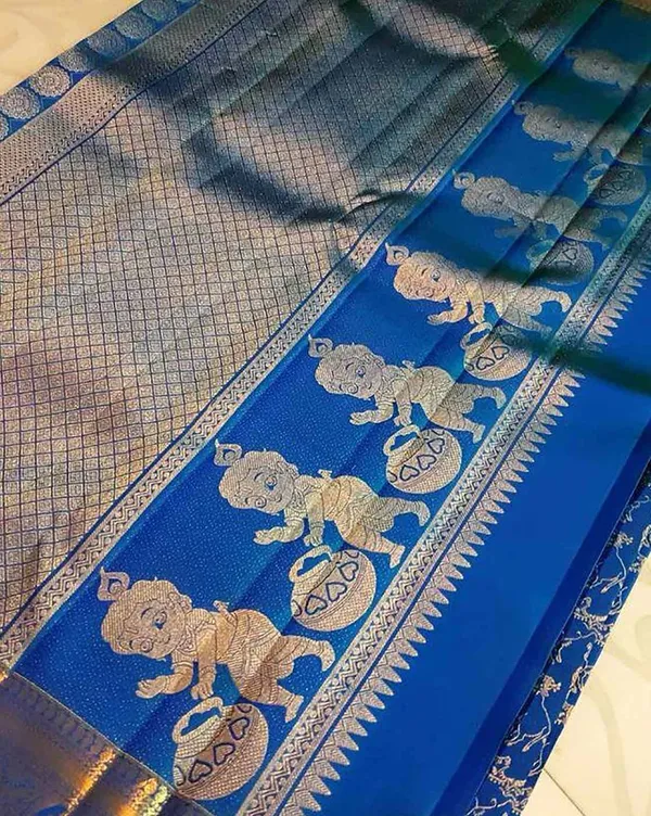 Blue_Kanjivaram_Silk_Saree_with_Kanaiya_Design_(Krishna)