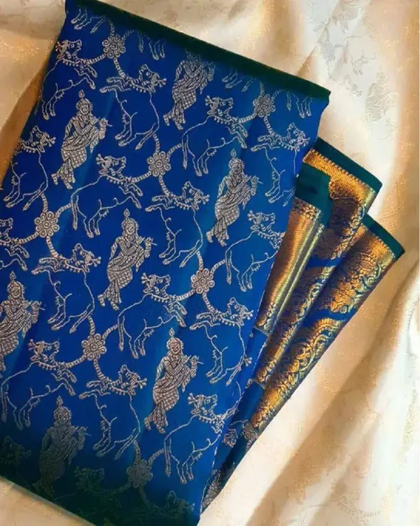 Blue_Kanjivaram_Silk_Saree_with_Kanaiya_Design_(Krishna)