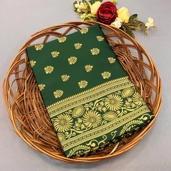 Green_Banarasi_Silk_Saree_with_Golden_Zari_Floral_&_Paisley_Weaving_-_Blouse_Piece_Included