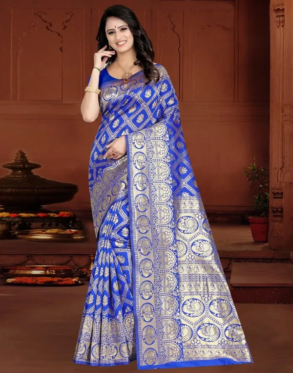 Blue_Banarasi_Silk_Saree_with_Mor_Edli_Design