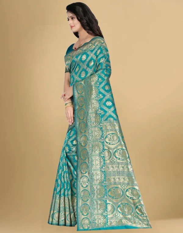 Rama_Banarasi_Silk_Saree_with_Mor_Edli_Design