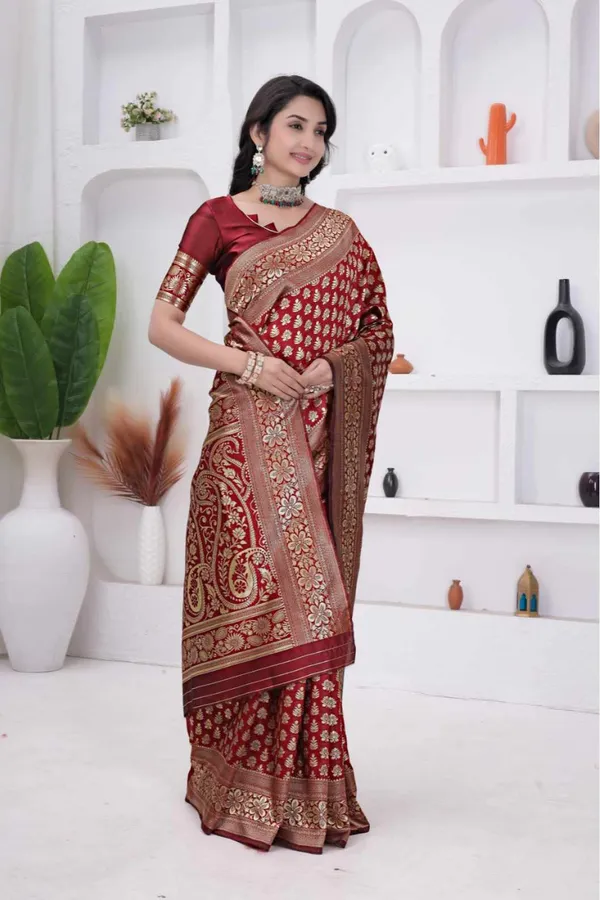 Maroon_Banarasi_Soft_Silk_Saree_for_Women_with_Rich_Zari_Jacquard_Weaving_(Art_Silk)_|_Traditional_Wedding_&_Festive_Wear_-_Blouse_Piece_Included