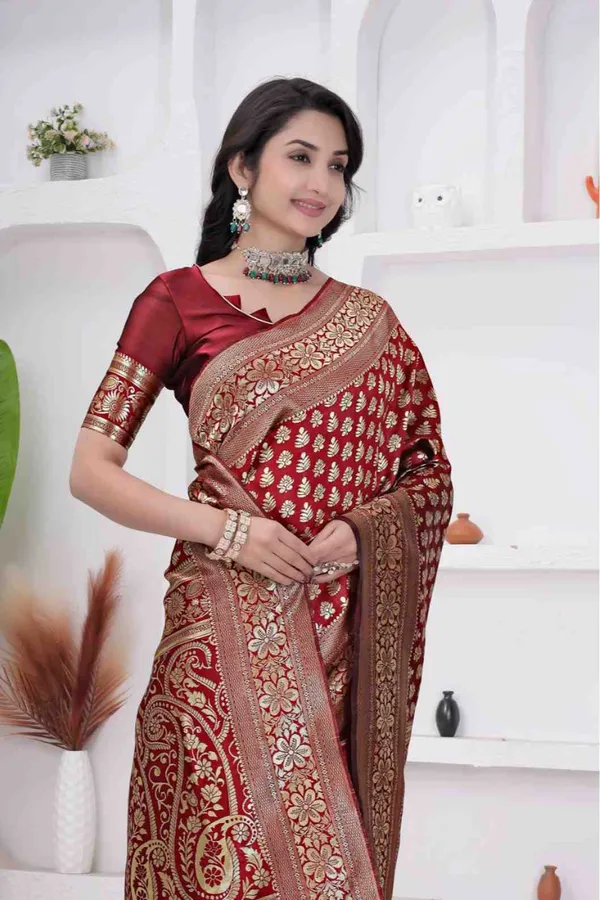 Maroon_Banarasi_Soft_Silk_Saree_for_Women_with_Rich_Zari_Jacquard_Weaving_(Art_Silk)_|_Traditional_Wedding_&_Festive_Wear_-_Blouse_Piece_Included