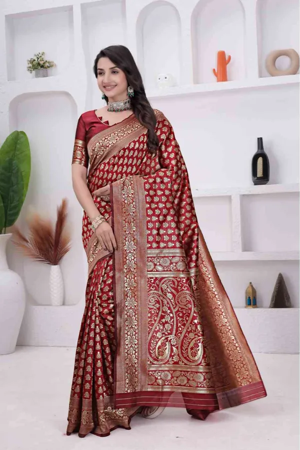 Maroon_Banarasi_Soft_Silk_Saree_for_Women_with_Rich_Zari_Jacquard_Weaving_(Art_Silk)_|_Traditional_Wedding_&_Festive_Wear_-_Blouse_Piece_Included