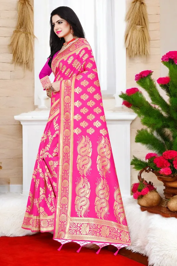 Pink_Banarasi_Silk_Saree_with_Golden_Zari_Floral_Weaving_&_Traditional_Rich_Pallu