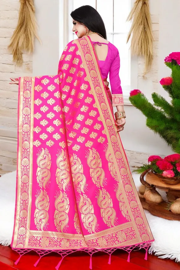 Pink_Banarasi_Silk_Saree_with_Golden_Zari_Floral_Weaving_&_Traditional_Rich_Pallu