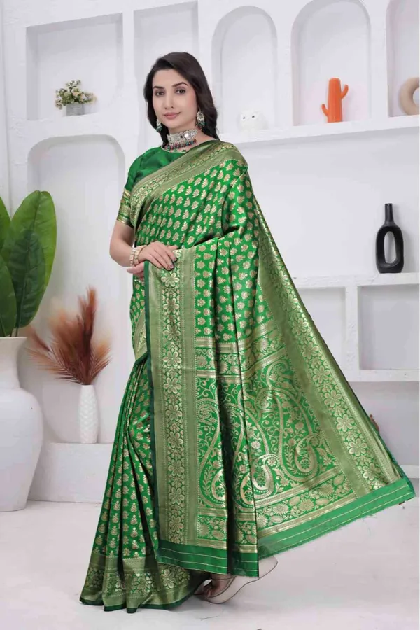 Parot_Banarasi_Soft_Silk_Saree_for_Women_with_Rich_Zari_Jacquard_Weaving_(Art_Silk)_|_Traditional_Wedding_&_Festive_Wear_-_Blouse_Piece_Included