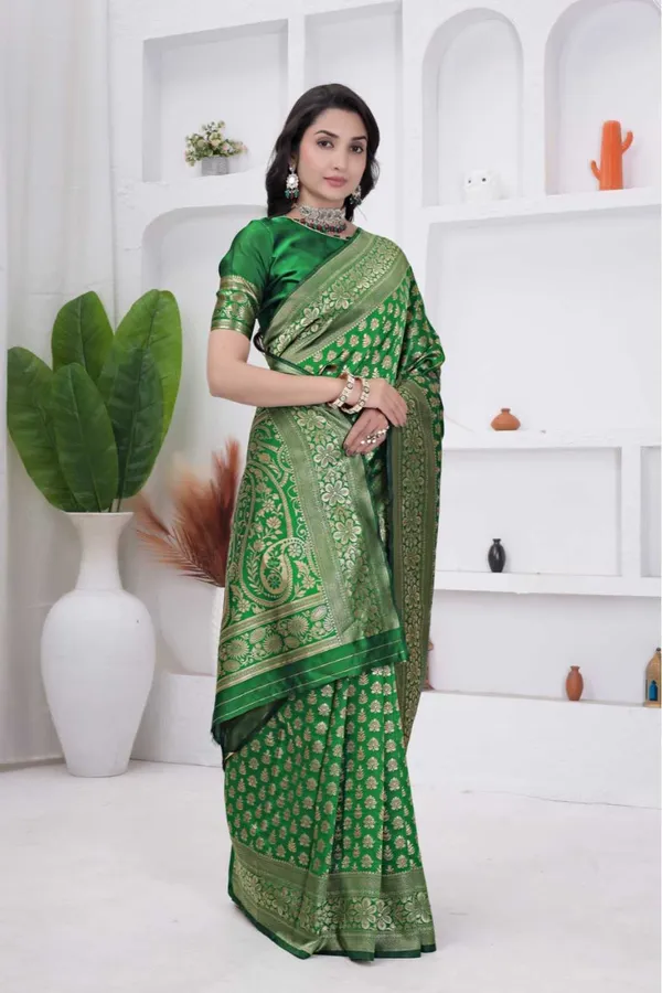 Parot_Banarasi_Soft_Silk_Saree_for_Women_with_Rich_Zari_Jacquard_Weaving_(Art_Silk)_|_Traditional_Wedding_&_Festive_Wear_-_Blouse_Piece_Included
