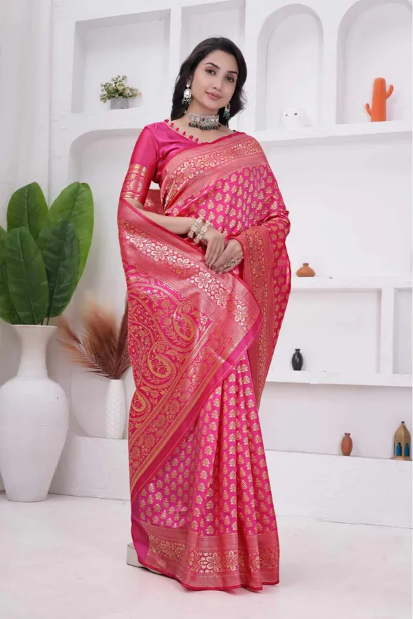Pink_Banarasi_Soft_Silk_Saree_for_Women_with_Rich_Zari_Jacquard_Weaving_(Art_Silk)_|_Traditional_Wedding_&_Festive_Wear_-_Blouse_Piece_Included