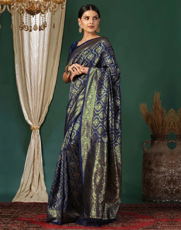 Blue_Banarasi_Silk_Saree_with_Golden_Zari_Weaving_&_Traditional_Broad_Border