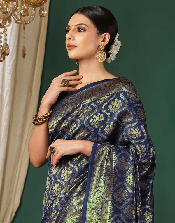 Blue_Banarasi_Silk_Saree_with_Golden_Zari_Weaving_&_Traditional_Broad_Border