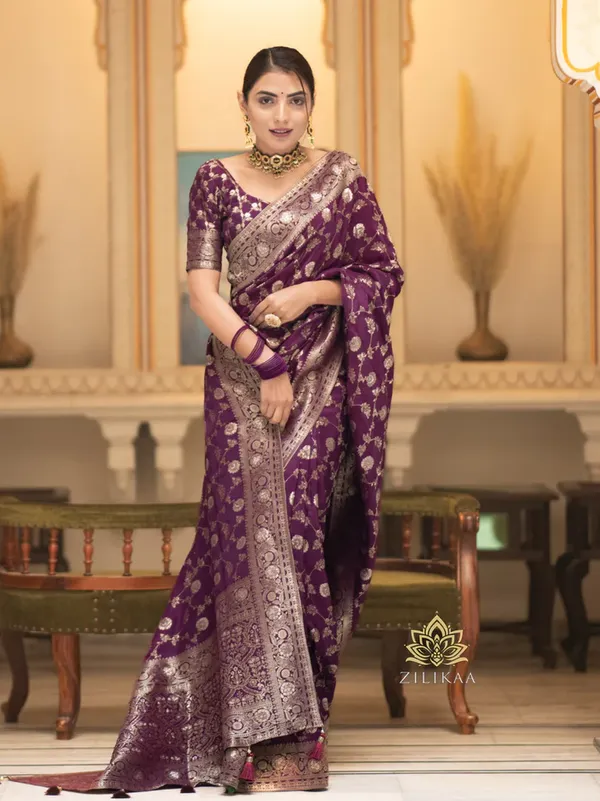 Wine_Banarasi_Silk_Saree_with_Intricate_Floral_Zari_Weaving_and_Rich_Border