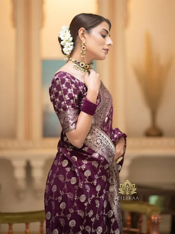 Wine_Banarasi_Silk_Saree_with_Intricate_Floral_Zari_Weaving_and_Rich_Border