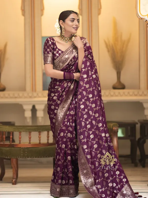 Wine_Banarasi_Silk_Saree_with_Intricate_Floral_Zari_Weaving_and_Rich_Border