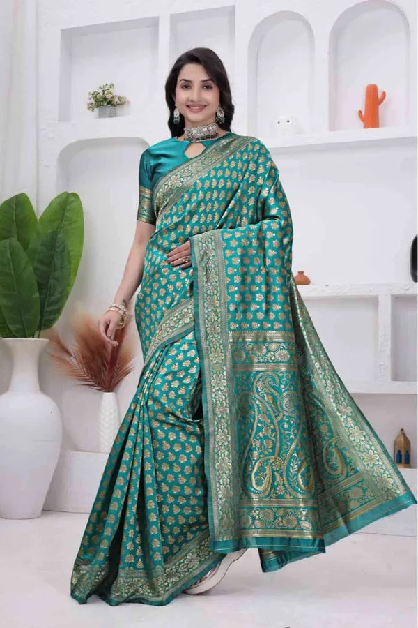 Rama_Banarasi_Soft_Silk_Saree_for_Women_with_Rich_Zari_Jacquard_Weaving_(Art_Silk)_|_Traditional_Wedding_&_Festive_Wear_-_Blouse_Piece_Included