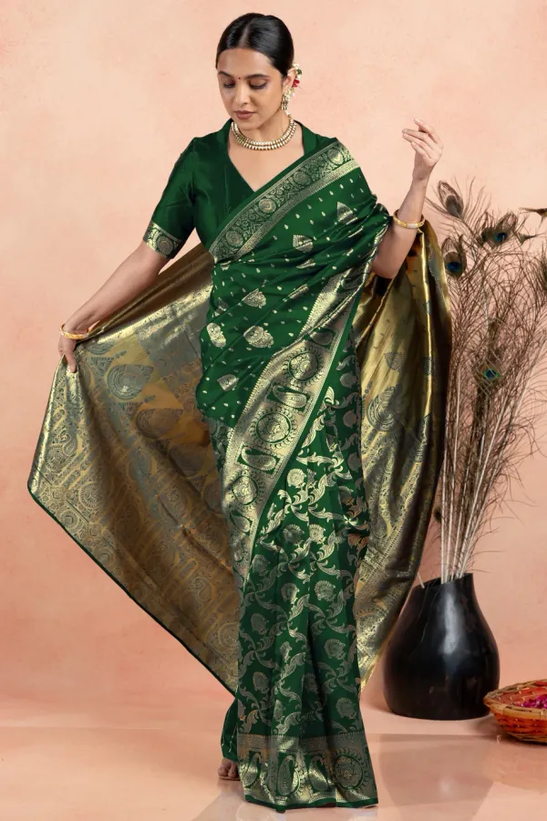 Green_Banarasi_Silk_Saree_with_Silver_Jal_Zari_Design
