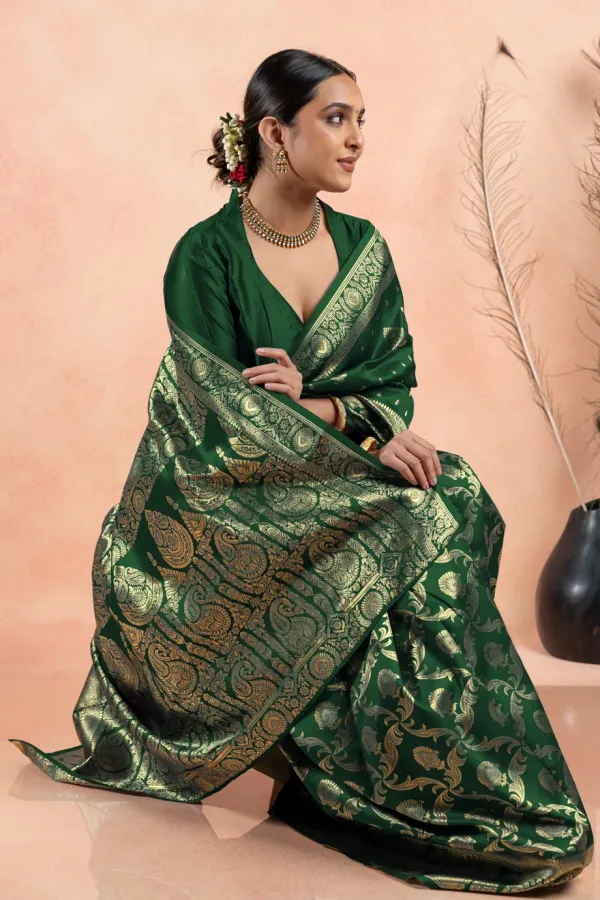 Green_Banarasi_Silk_Saree_with_Silver_Jal_Zari_Design