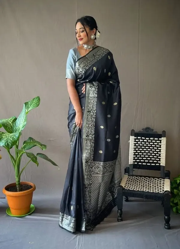 Black_Kanjivaram_Silk_Saree_with_Silver_Grey_Design