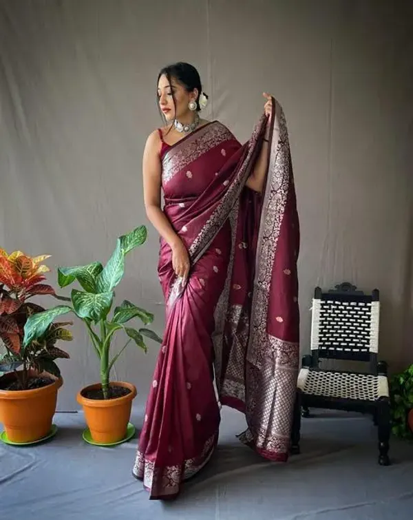 Maroon_Kanjivaram_Silk_Saree_with_Silver_Grey_Design
