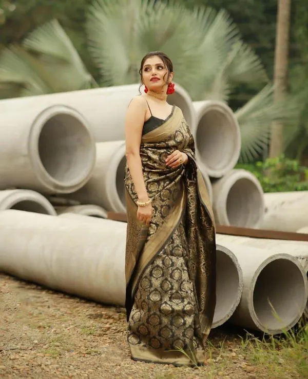 Black_&_Gold_Banarasi_Silk_Saree_with_Zari_Weaving