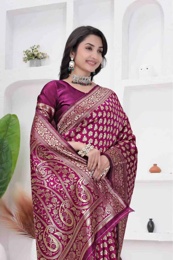 Wine_Banarasi_Soft_Silk_Saree_for_Women_with_Rich_Zari_Jacquard_Weaving_(Art_Silk)_|_Traditional_Wedding_&_Festive_Wear_-_Blouse_Piece_Included