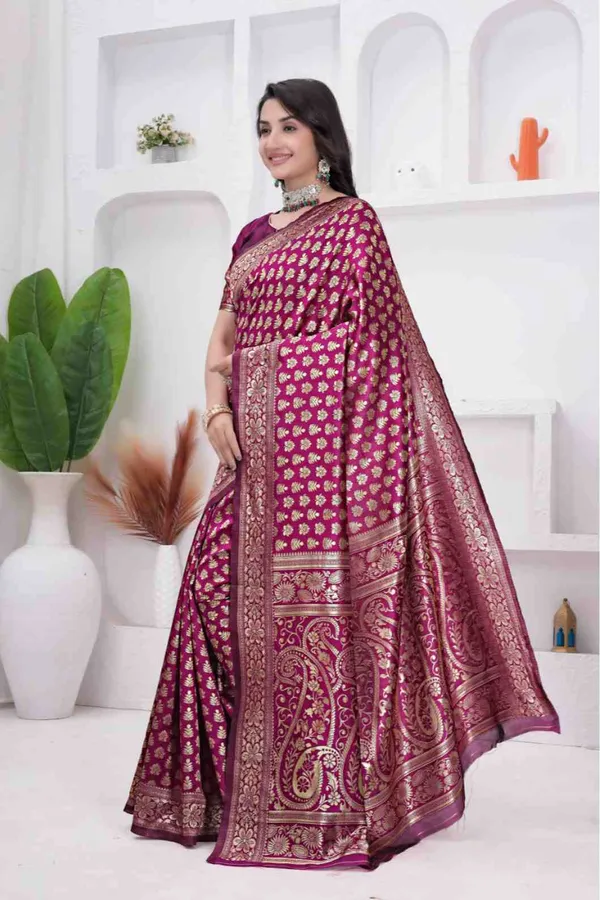 Wine_Banarasi_Soft_Silk_Saree_for_Women_with_Rich_Zari_Jacquard_Weaving_(Art_Silk)_|_Traditional_Wedding_&_Festive_Wear_-_Blouse_Piece_Included