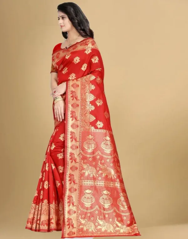 Red_Banarasi_Silk_Saree_with_Golden_Zari_Elephant_&_Floral_Weave