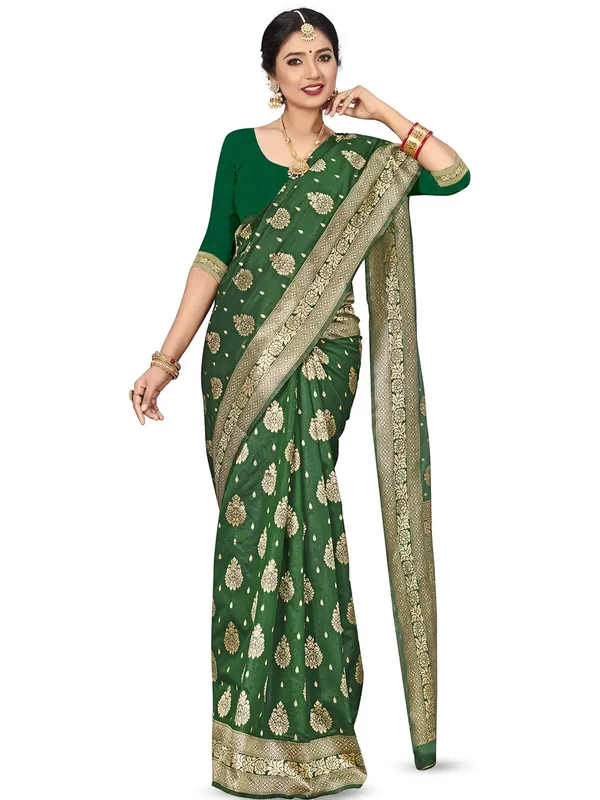 Green_Banarasi_Silk_Saree_with_Golden_Zari_Butta_and_Rich_Pallu_Work