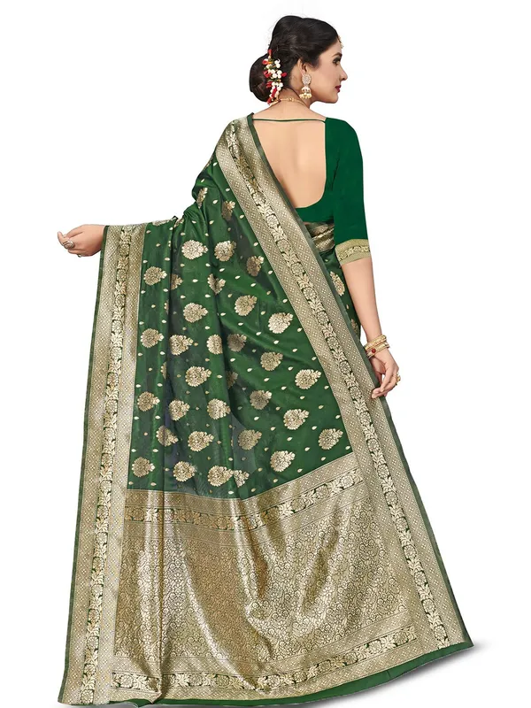 Green_Banarasi_Silk_Saree_with_Golden_Zari_Butta_and_Rich_Pallu_Work