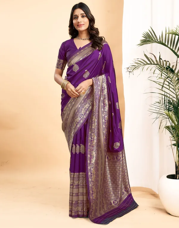 Wine_Banarasi_Silk_Saree_with_Mor_Design