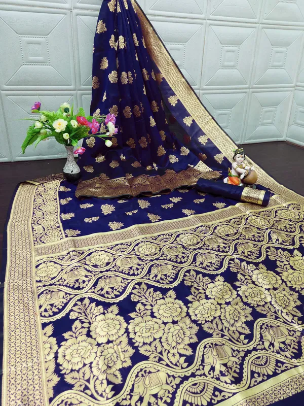 Blue_Banarasi_Silk_Saree_with_Golden_Zari_Floral_Weaving_&_Traditional_Broad_Border
