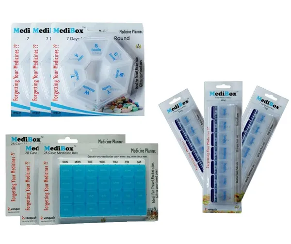 White_&_Blue_Weekly_Pill_Organizer_Box_28_Case_Long_And_Round_Shape_Medicine_Box_Ideal_For_Traveling_And_Gifting_To_Elders_Combo_Pack_Of_9