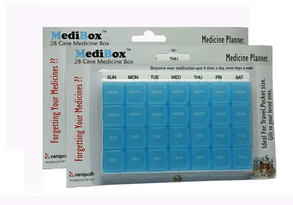 White_&_Blue_28_Case_Weekly_Pill_Organizer_Box_With_28_Detachable_Compartments_4_Times_A_Day__Ideal_For_Traveling_And_Gifting_To_Elders_Pack_Of_2