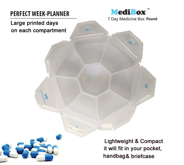 White_Round_Weekly_7_Days_Pill_Organizer_Box_With_Snap_Lids_To_Take_Medicines_On_Time.Ideal_For_Traveling_And_Gifting_Pack_Of_10
