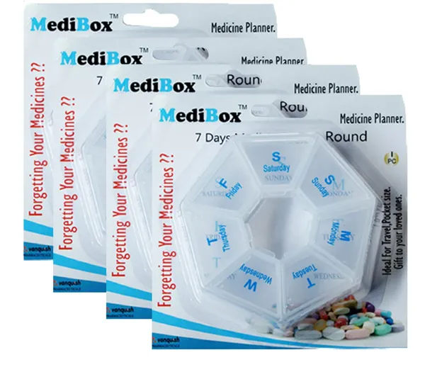 White_Round_Weekly_7_Days_Pill_Organizer_Box_With_Snap_Lids_To_Take_Medicines_On_Time.Ideal_For_Traveling_And_Gifting_Pack_Of_4