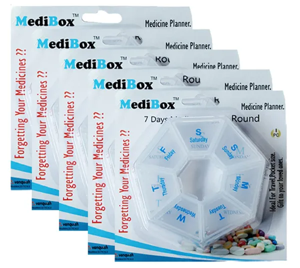 White_Round_Weekly_7_Days_Pill_Organizer_Box_With_Snap_Lids_To_Take_Medicines_On_Time.Ideal_For_Traveling_And_Gifting_Pack_Of_5