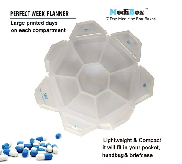 White_Round_Weekly_7_Days_Pill_Organizer_Box_With_Snap_Lids_To_Take_Medicines_On_Time.Ideal_For_Traveling_And_Gifting_Pack_Of_5