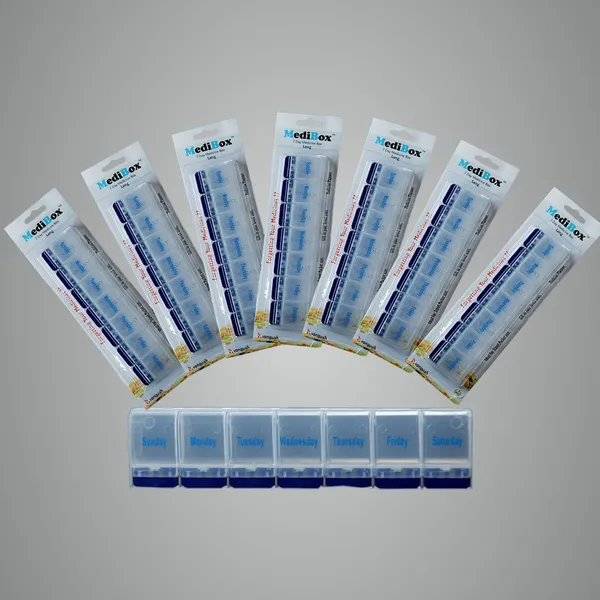 White_Long_Weekly_7_Days_Pill_Box_Organizer_To_Take_Medicines_On_Time.Ideal_For_Traveling_And_Gifting_Pack_Of_7