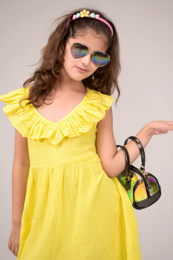 Yellow_Casual_Wear_Cotton_Voile_Dress_For_Kids