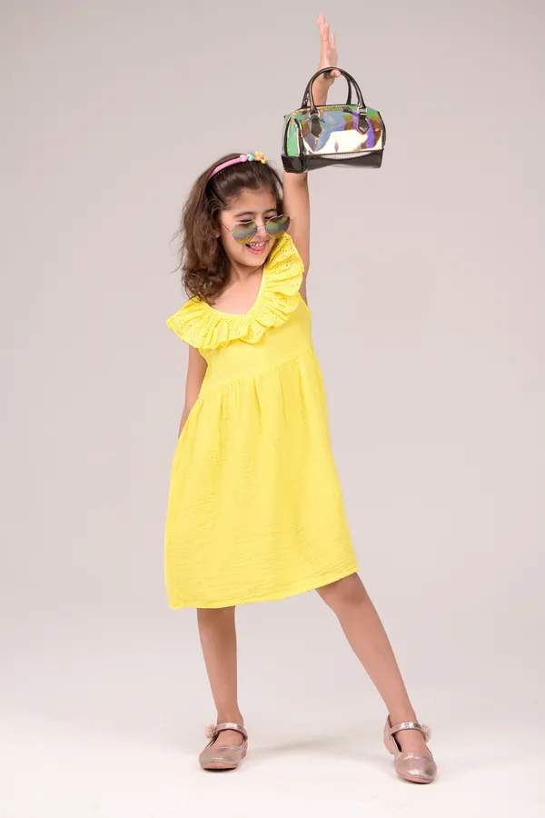Yellow_Casual_Wear_Cotton_Voile_Dress_For_Kids