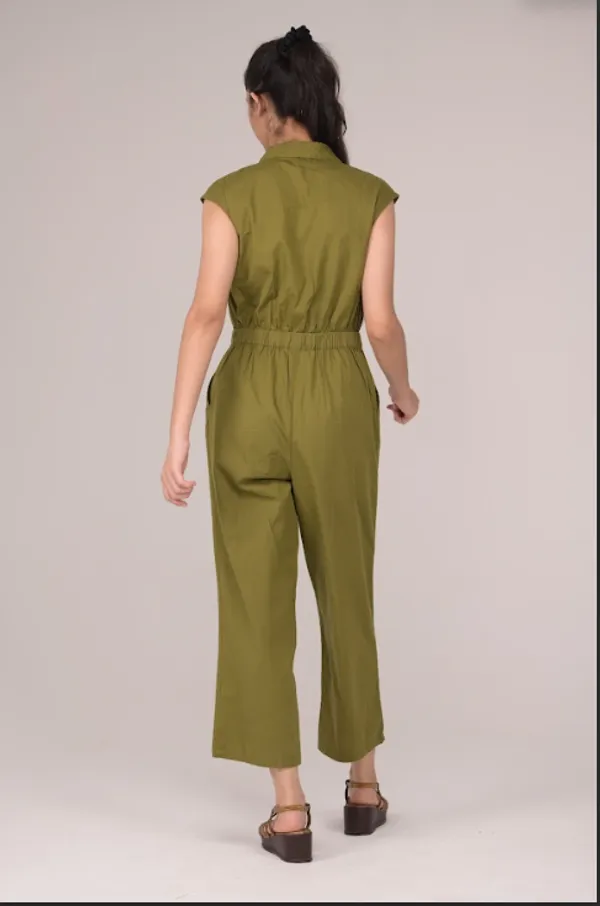 Military_Green_Casual_Wear_Cotton_Jumpsuit_For_Children