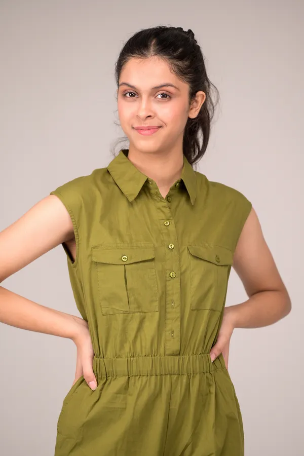 Military_Green_Casual_Wear_Cotton_Jumpsuit_For_Children