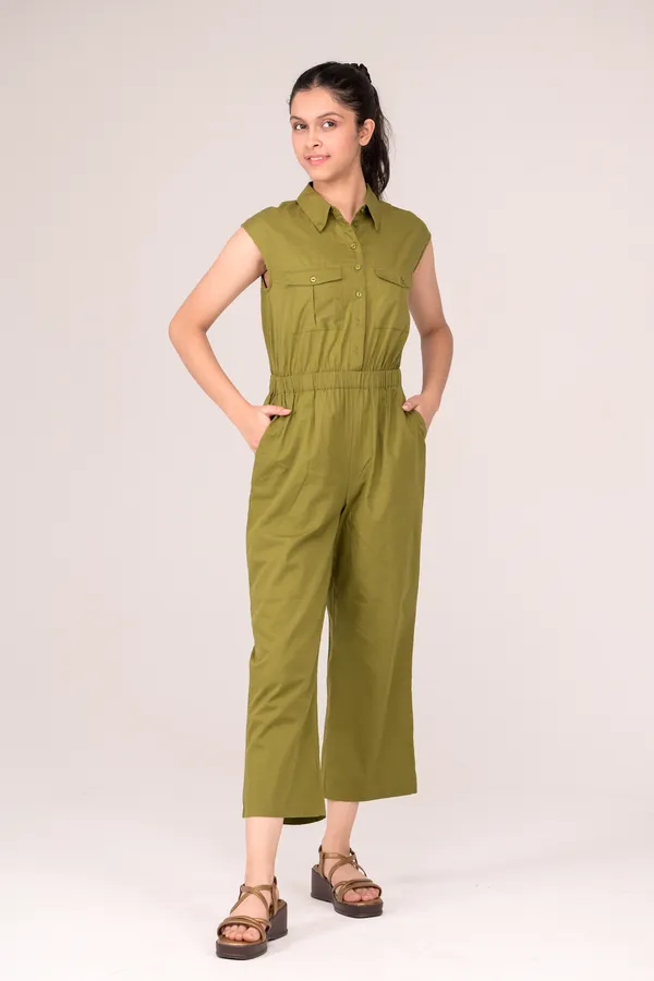 Military_Green_Casual_Wear_Cotton_Jumpsuit_For_Children