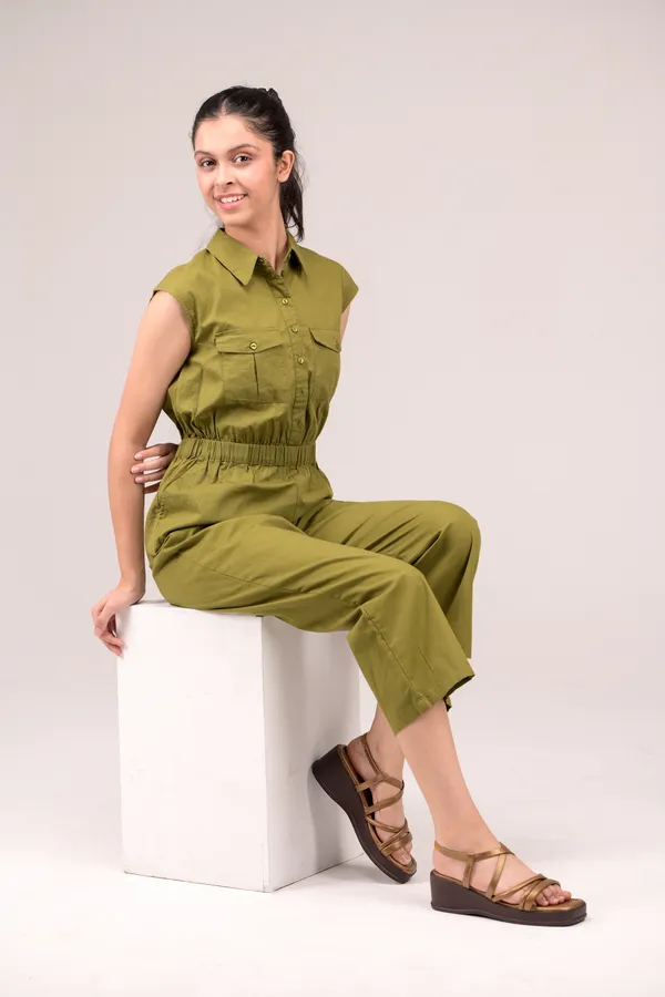 Military_Green_Casual_Wear_Cotton_Jumpsuit_For_Children